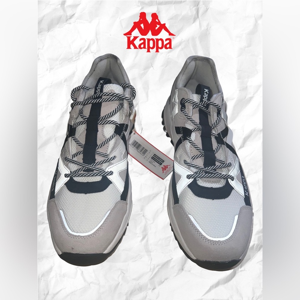 Kappa Authentic Denver 2 Grey, Black and White Athletic Sneakers